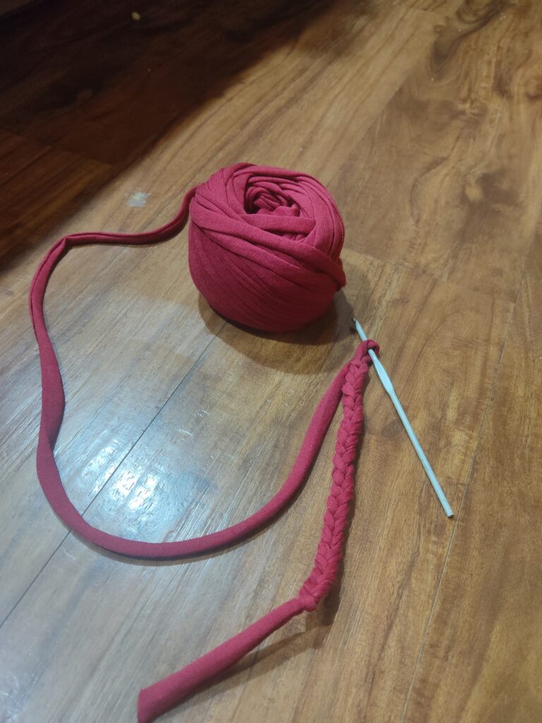 Image showing a crochet yarn hook and crohet basics and project for beginner, basic chain stitch